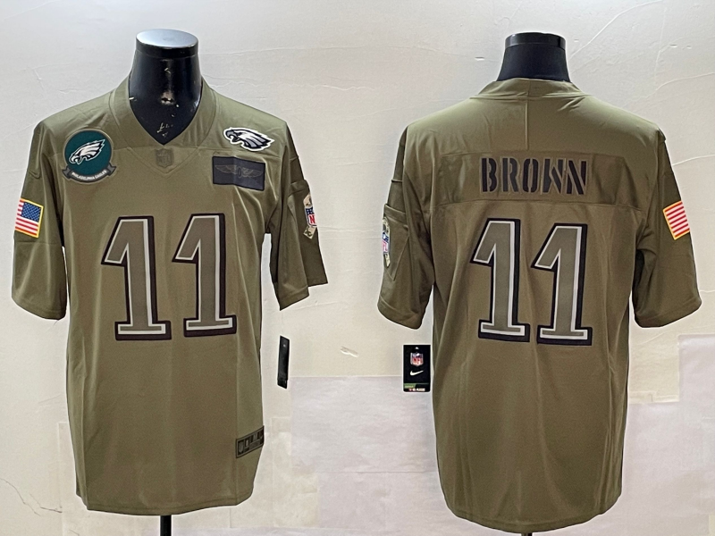 Men Philadelphia Eagles #11 Brown green 2025 Nike NFL jersey style 067